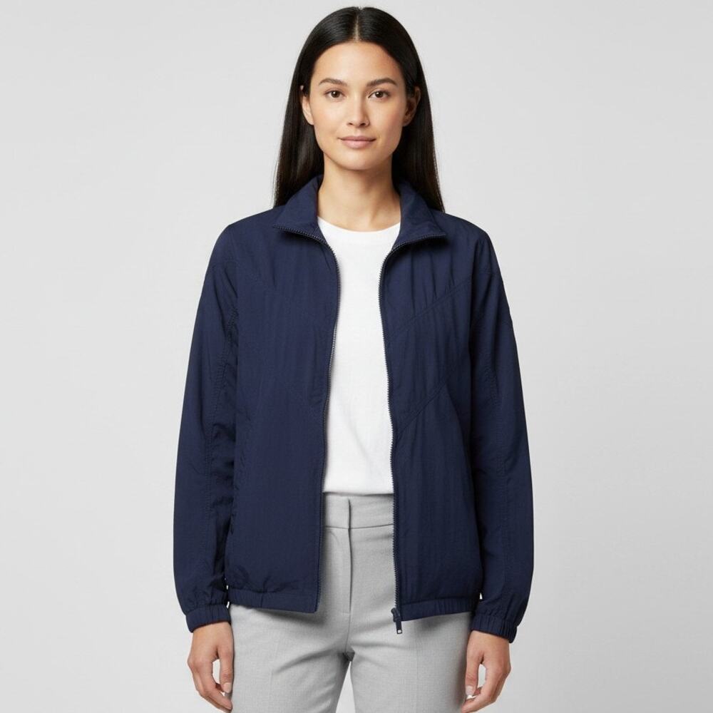 Vintage 90's On Your Mark Women's Navy Blue Windbreaker Zip Jacket Mesh Lining